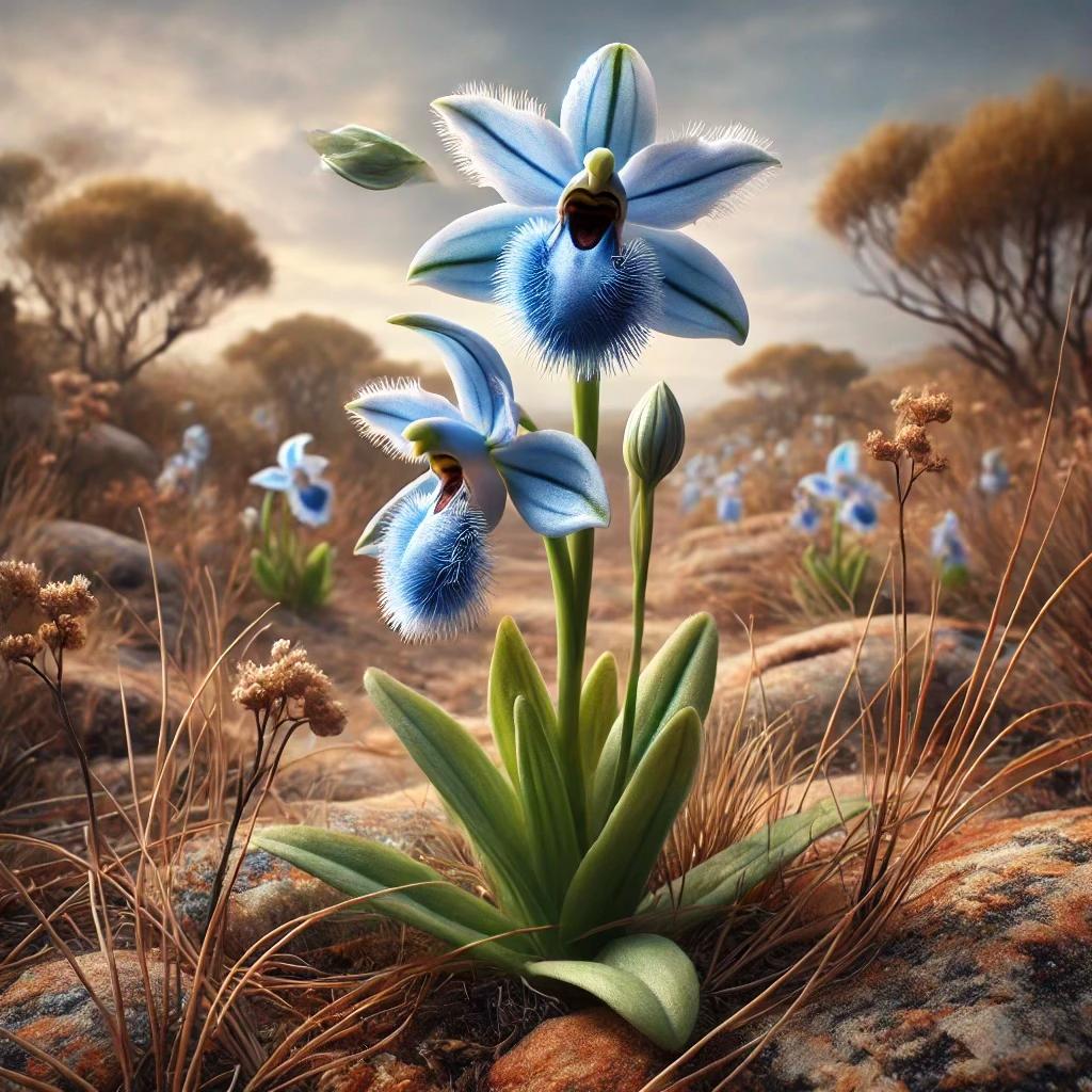 Голубая бородатая орхидея